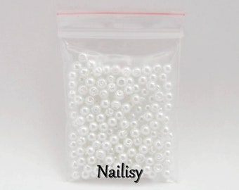 200 pearly 4mm pearly beads in white glass REF793