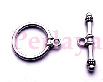 20 fermoirs toggles argentés 16mm REF454