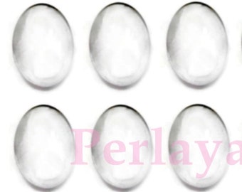 50 cabochons 18x13mm en verre ovales transparent REF2656