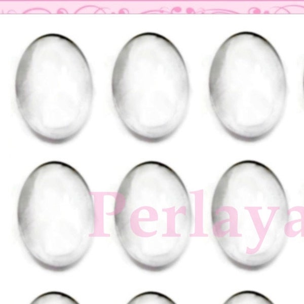 50 cabochons 18x13mm en verre ovales transparent REF2656