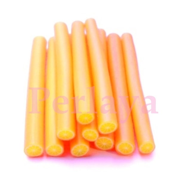 10 canes fimo orange en pate polymere REF489