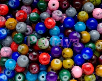 200 beads 6mm glass speckled effect REF2269
