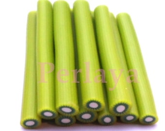 Lot de 10 canes fimo kiwi REF1189