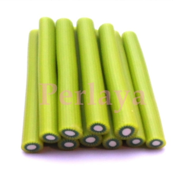 Lot de 10 canes fimo kiwi REF1189