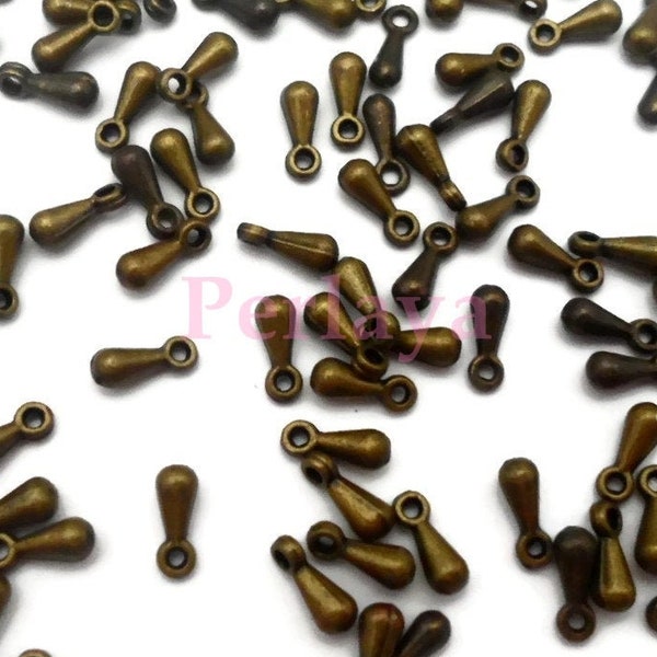 200 perles gouttes en métal bronze 7mm pour chaine extension REF1371