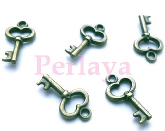 25 breloques clefs bronze en métal REF1720X5