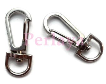 20 silver carabiners of 3.7cm in metal REF566