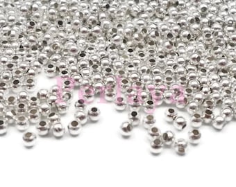 500 perles 3mm rondes en métal argentées REF709