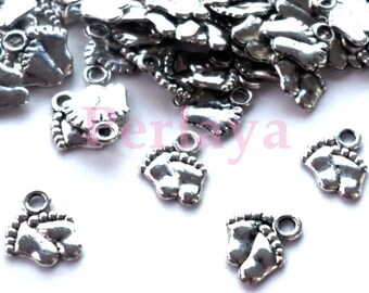 50 REF269 silver baby feet charms