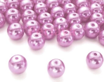 50 pearly 8mm pearly glass beads REF1137