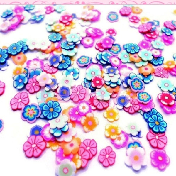 Mix de 200 tranches fimo fleurs  pour loisirs créatifs, fioles ou nail art  REF728