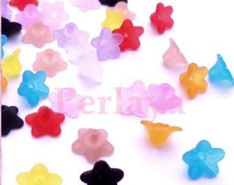 200 perles 10mm fleurs lucite en acrylique 10x5mm REF1848X4