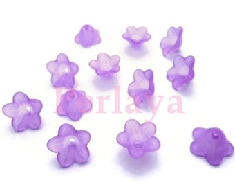 Lot de 50 fleurs lucite en acrylique violette 13mm REF1039