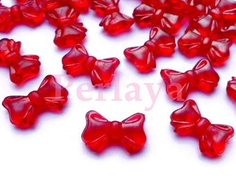 30 perles 15mm noeuds rouge en acrylique REF1047