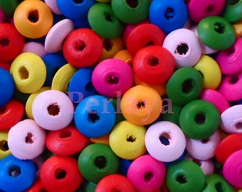 300 wooden REF2865 14mm saucer beads