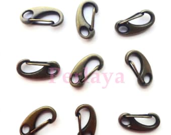 20 mini carabiners clasps 16mm bronze metal REF1760