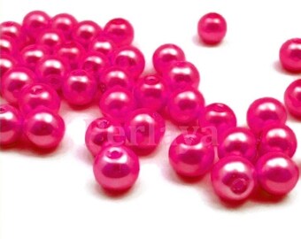 50 pearls 8mm pearly pink glass fushia REF2571