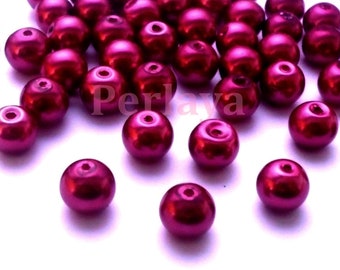 50 pearly 8mm pearly glass beads REF914