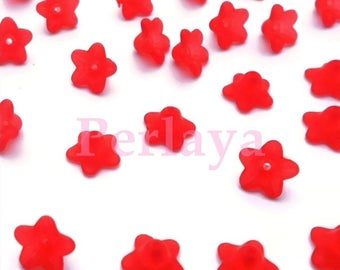 200 fleurs lucite en acrylique 10x5mm rouge REF1865X4