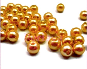 50 pearls 8mm in pearly orange GLASS REF033