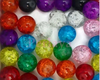 50 perles 12mm craquelées en verre REF1337