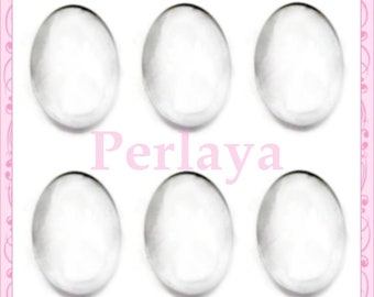 20 cabochons en verre ovales 18x25mm transparent REF2698