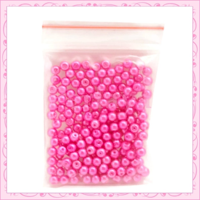 200 perles 4mm nacrées en verre fushia REF321 image 1