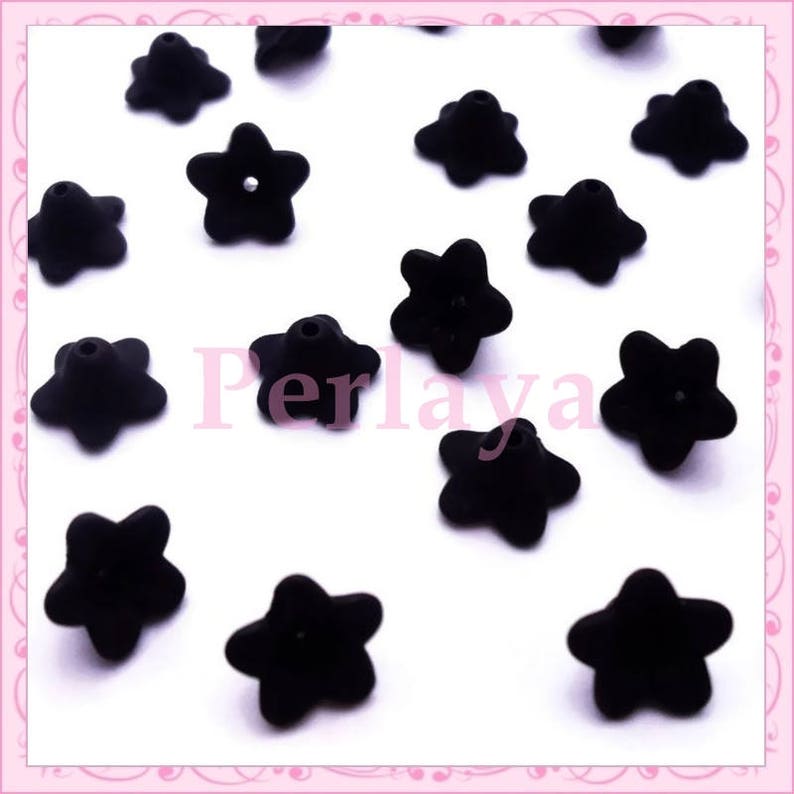 200 fleurs lucite en acrylique 10x5mm noire REF715X4 image 1