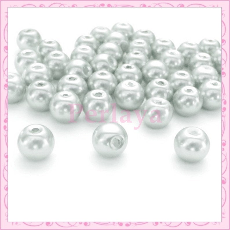 50 grey pearls 8mm pearly glass REF129 image 1