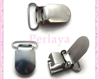 5 nipple fasteners with dark silver clips 3.4cm metal clips REF2877