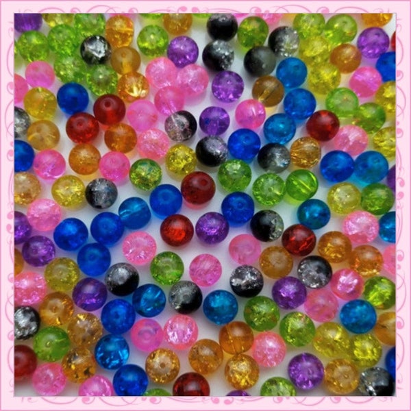 150 perles craquelées en verre 8mm REF801X3