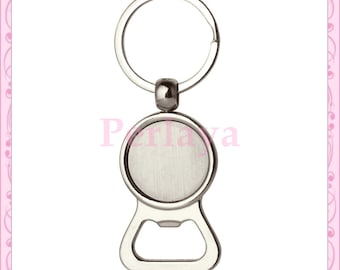 2 bottle opener key rings 8.6cm with 25mm silver support REF2915X2