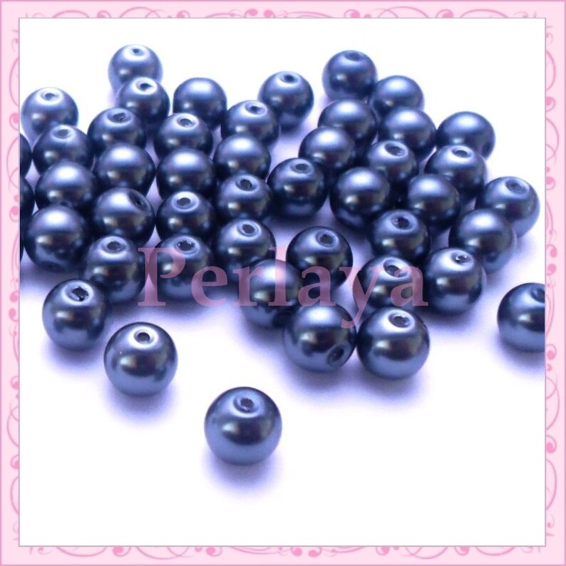 50 8mm pearl pearls of hematite grey glass REF271 image 1