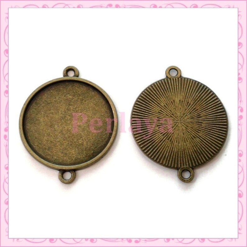 20 25mm connectors with bronze Cabochon support in metal REF1113