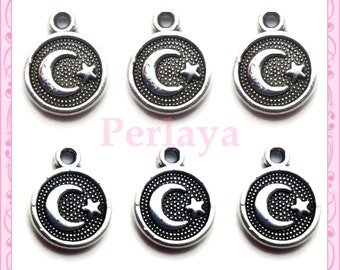 Set of 50 silver Moon sequins star 12mm metal REF401