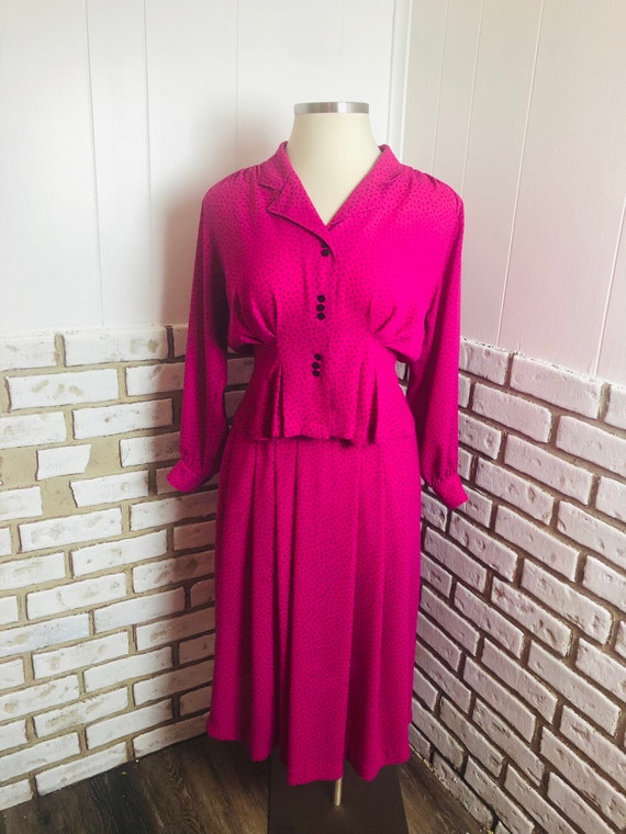 Vintage Fuchsia and Black Dress