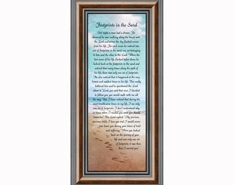 Footprints in The Sand Poem Rustic Wood Wall Art Home Family Decoration Design Wooden Sign Plaque Sign 5inches X10inches