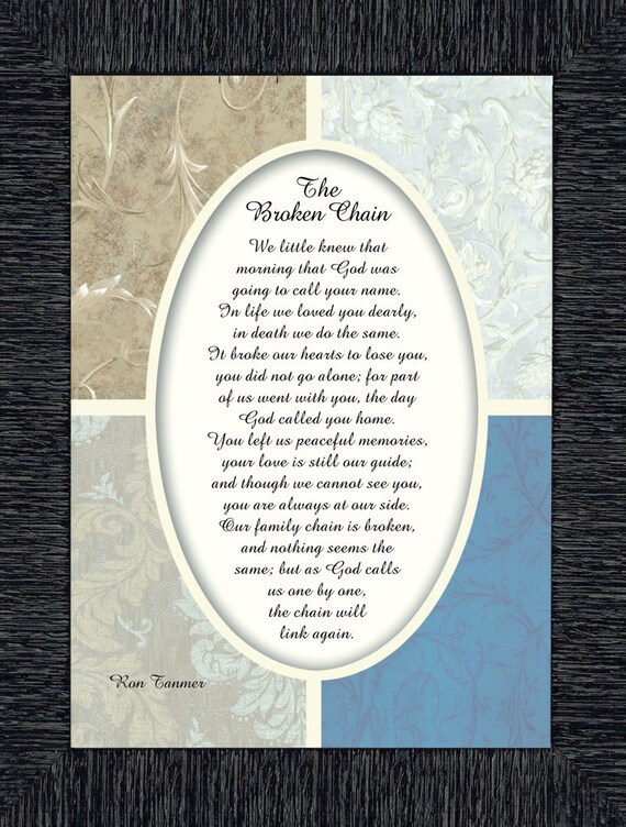 The Broken Chain Poem About the Passing of a Loved One 7x9 Etsy