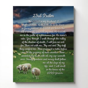 Psalms 23 Wall Art Canvas Frame, The Lord Is My Shepherd Wall Art, Bible Scripture Wall Decor, 23rd Psalm Print or Sign, Ready to Hang