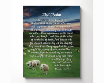 Psalms 23 Wall Art Canvas Frame, The Lord Is My Shepherd Wall Art, Bible Scripture Wall Decor, 23rd Psalm Print or Sign, Ready to Hang