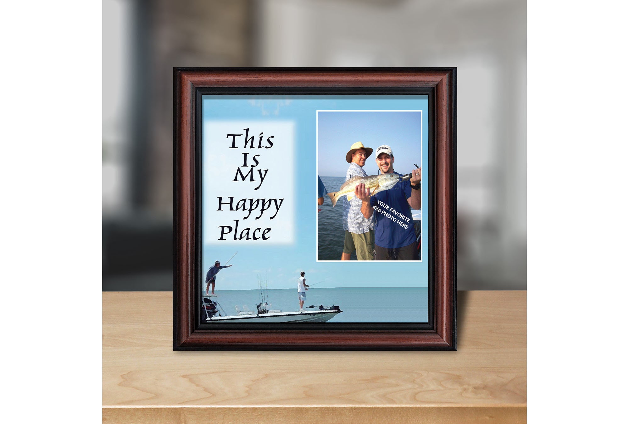 Fishermans Happy Place, Personalized Pictures Frame Fishermens Gifts, Fishing Décor 10x10 9724