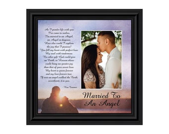 Married to an Angel, Christian Marriage Gift for Wife, Anniversary Picture Frame from Husband to Wife