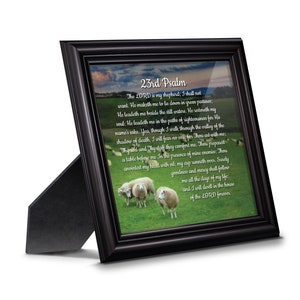 Psalm 23 Christian Wall Art, The Lord is My Shepherd Bible Verses Wall Decor, Prayer Room Decor, Home, Framed Christian Plaque
