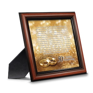 50th Wedding Anniversary Gift Picture Frame, 50th Anniversary Decorations, Golden Anniversary 50 Year Frame, Anniversary Gift for Parents