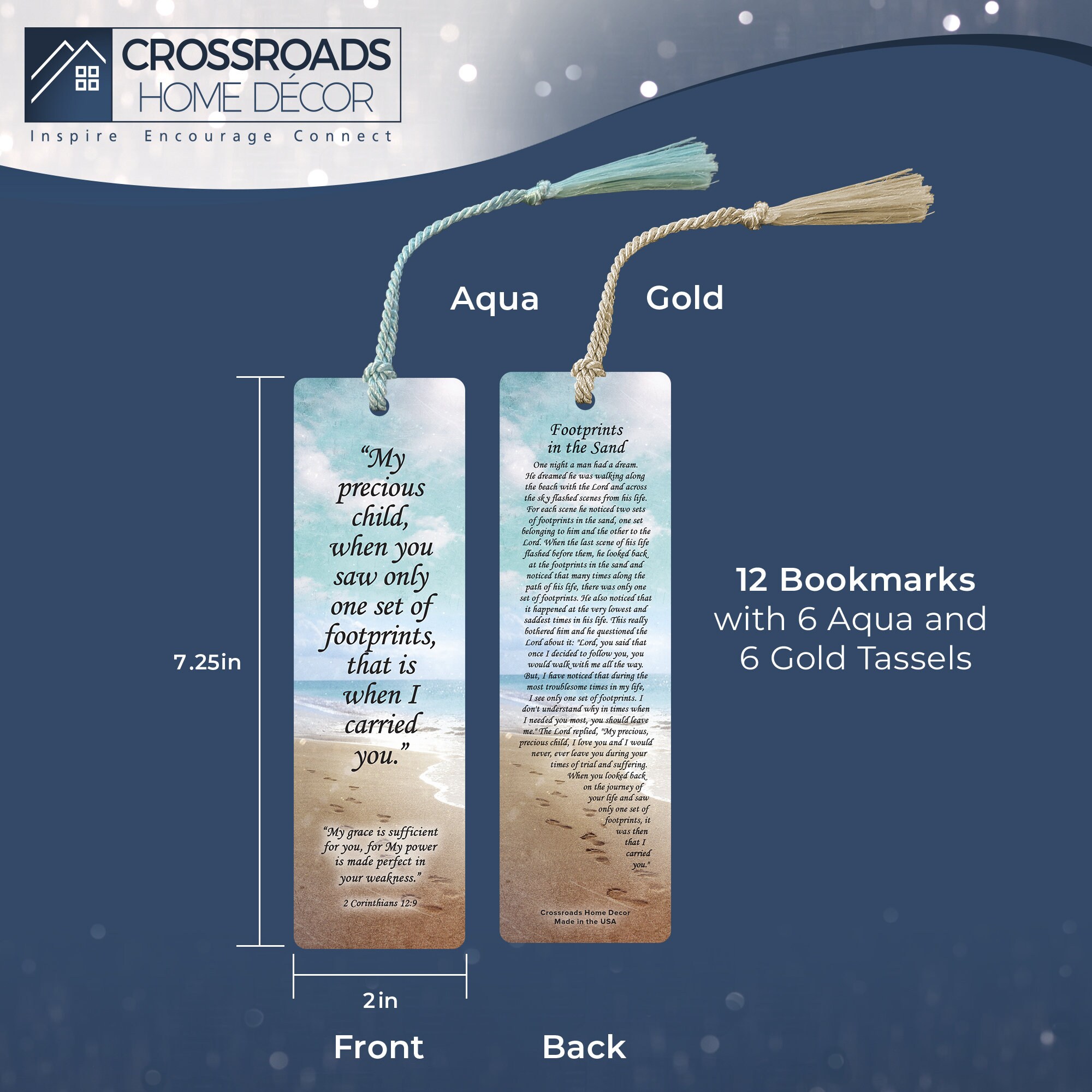 Footprints in the Sand Bookmark, Christian Inspirational Bible Book