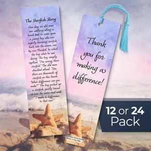 Starfish Story Bookmarks, Teacher Thank You Cards from Student, Bulk Teacher Appreciation Gifts Caregiver Gifts, Starfish Story Gifts Bulk