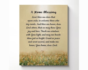 House Warming Gifts for New Home, Bless this Home Wall Decor, Foyer Decor for Entryway, Welcome to Our Home Sign, Christian Blessing Canvas
