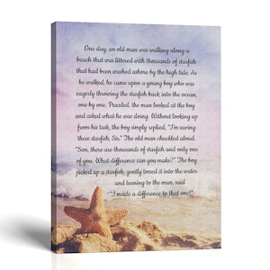 Starfish Story Canvas Print, Coastal Wall Art, Beach Decor, Ready to Hang image 1