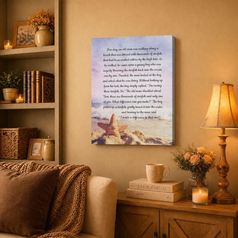 Starfish Story Canvas Print, Coastal Wall Art, Beach Decor, Ready to Hang image 10