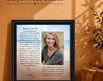 Footprints in the Sand Wall Art, Beach Decor, Christian Gifts for Women, Inspirational Wall Decor, Sympathy Gift, Christian Get Well Gift